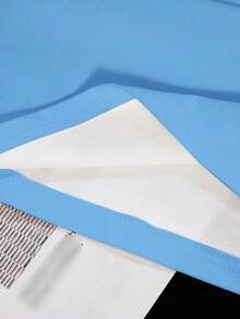 LOONEY TUNES X SHEIN Women's Casual Sports Style Cartoon Letter & Striped Print Short Sleeve T-Shirt, Summer