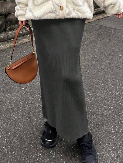 FRIFUL 女士休闲纯色针织裙，秋冬