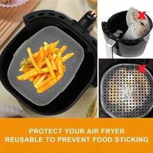 1pc Non-Stick Air Fryer Silicone Liners Rectangular, Reusable Baking Tray Basket Insert For Foodi Dual Airfryer Pot Replacement Easy Cleaning, Baking Tools, Kitchen Gadgets, Kitchen Accessories - Multicolor - View 5