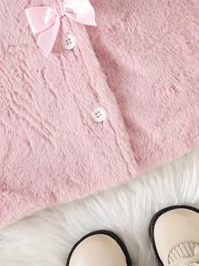 SHEIN Abrigo con capucha rosa para bebé/niña pequeña, diseño de cuello con solapa de manga larga, dulce y versátil, adecuado para salidas diarias