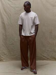 Musero Basic Loose Fit Tailored Pleat Button Fastening Smart Style Trousers Pants Fall SUMMER SPRING SUMMER - Brown - View 1