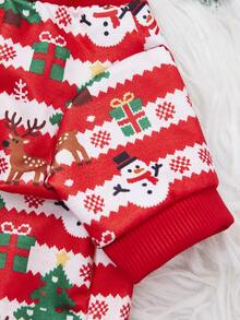 PETSIN 1 件圣诞绿色圣诞树雪人图案，斑点鹿印花圣诞亲肤透气宠物服装 - 彩色 - 查看 5