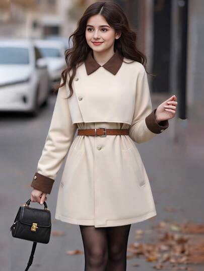 SHEIN Teen GirlCasual Hooded Fleece Jacket, Daily Wear