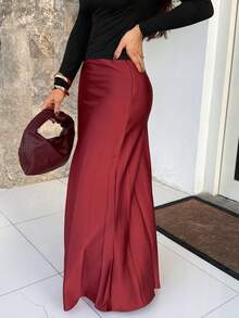 Milla Jasmine Váy Maxi Lưng Cao Trơn Thanh Lịch Cho Trang Phục Mùa Hè Của Phụ Nữ - Màu Tím - Xem 3