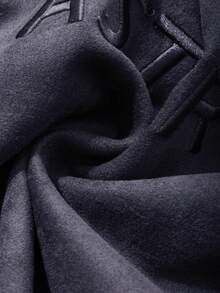 DAZY Men's Letter Embroidered Suede Fleece Pullover Sweatshirt, Autumn - Navy Blue - View 8