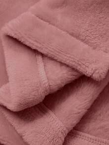 DAZY Women's Plush Contrast Color Ruffle Trim Fluffy Cozy Bathrobe, Winter - Dusty Pink - View 7