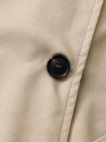 Sparklyn 少女优雅通勤休闲风格卡其色领中长外套