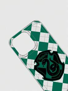 HARRY POTTER X SHEIN Transparent Soft Shockproof Airbag Phone Case With Potterverse Cunning House Marker& Green Argyle Print - British Campus & Magical Style, Compatible With IPhone & Galaxy, Ideal For The Boy Who Lived Fans, Teens, Students For Daily Use & Gifting. Phone Case Compatible With IPhone 17 /Air / 17 Pro / 17 Pro Max, Cover For IPhone & Galaxy Protective Shell