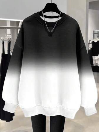 EMERY ROSE 流行新款渐变色常规女式圆领运动衫