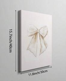 1pc Beige Bow Wall Art Picture Grandmillenial Aesthetic Canvas Prints Paintings Ribbon Poster Vintage Bows Decor For Bedroom, Living Room, Or Girl Room Decor Unframed Or Framed