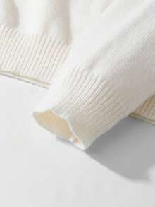 Manfinity CasualKnits Men's Casual Letter & Heart Pattern Crew Neck Long Sleeve Sweater, Autumn/Winter - White - View 6