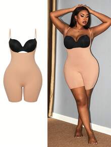 Hourglow Plus Size Women's Basic Seamless Jumpsuit - Apricot - View 2