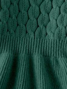 Vestido de suéter de línea A de cuello alto caqui para niñas, de tela de punto suave apta para uso en exteriores e interiores, otoño/invierno - Verde - Ver 7