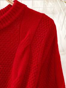 SHEIN Women's Red Sweet Fashion Long Sleeve Maxi Sweater Dress - Red - View 6