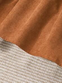 SHEIN Girls' Mock Neck Cinching Waist Ribbed Corduroy A-Line Dress, Casual & Elegant Outfit For Tween Girls