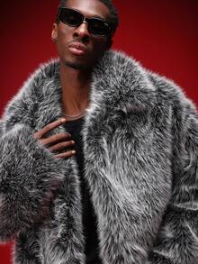 SUMWON 超大号短款人造毛皮大衣冬季奢华外套个性单品前开翻领