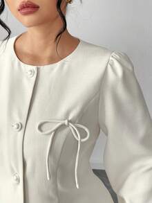 SHEIN Elenzya Elegant Plus Size Dress With Bowknot Decor, High-End New Design - Apricot - View 7