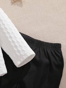 SHEIN 2025秋冬法式复古白色长袖二合一上衣搭配基础款黑色裤子，适合上学、外出等各种场合，适合幼儿男孩的绅士风 - 彩色 - 查看 8