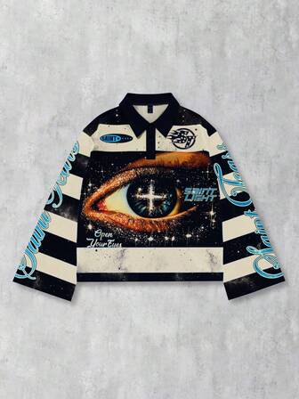 Street Life Camiseta de manga larga con cuello de polo a rayas para hombre, camiseta casual con cuello