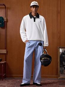 SWAVVY Men's Plaid Casual Everyday Pants - Khaki - View 1