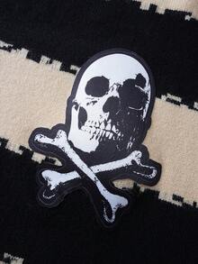 ROMWE MEN Goth Herren Pullover mit Totenkopf- und Spinnen-Muster, Rundhals-Ausschnitt, Langarm-Oberteil