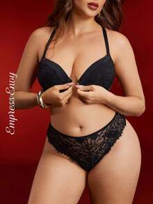 Empress Envy Plus Size Women Lace Patchwork Lingerie Set