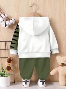 Bubblio Baby Boy Loose Casual Cartoon Animal Cute Style Dinosaur Sports Style Landscape 3D Street Graffiti Loose Comfortable Knit Soft Hoodie Sweatsuit, Suitable For Autumn/Winter - Multicolor - View 3