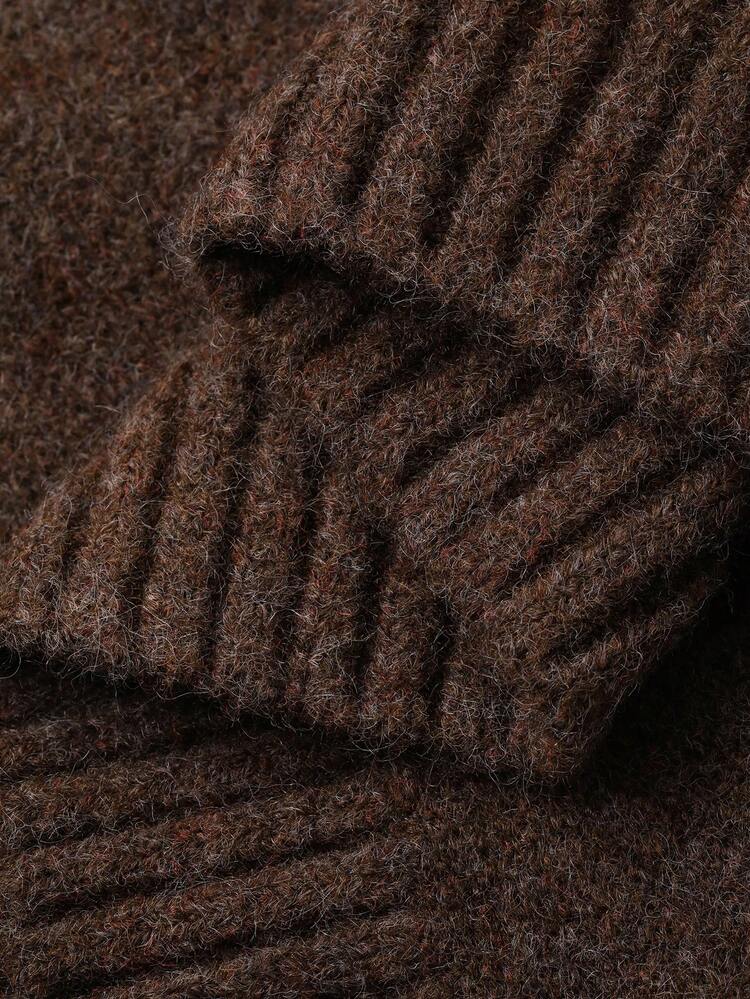 Women's Loose Business Casual Crew Neck Sleeveless Brown Knit Sweater, Suitable For Autumn And Winter