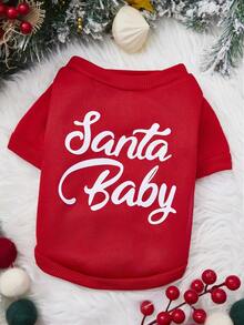 PETSIN 1 Pc Christmas Letter Printed Pet Red Christmas Breathable Pet Clothing - Red - View 1