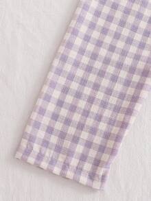 SHEIN 2pcs Girls' Cartoon Puppy & Bow Print Knit Long Sleeve Top And Pants Pajama Set - White - View 7