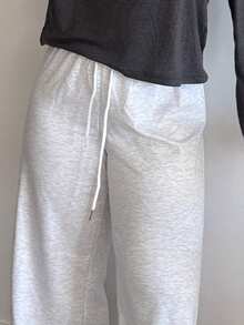 Tyla Gomez Calça de Moletom Solta com Amarração Frontal Simples para Mulheres, Uso Casual Diário