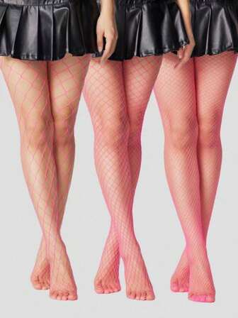 Goth 3 pièces Collants/Leggings en résille violets haute élasticité, Femmes