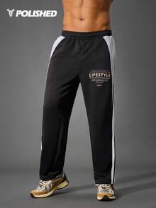 Manfinity Acti Log Pantalones deportivos casuales de corte holgado para hombre, adecuados para actividades al aire libre, juegos de pelota, correr, fitness. Pantalones de entrenamiento en negro y blanco para gimnasio y sudadera - Multicolor - Ver 5