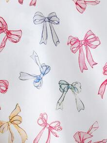 THE HAPPY LOOK 2pcs/Set Young Girl Bow Knit Soft Round Neck Long Sleeve Pullover Sweatshirt And Elastic Waist Pants - Multicolor - View 8