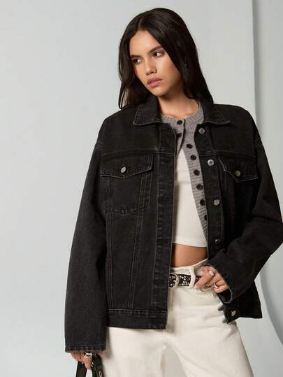 TRNVIE 女士休闲复古牛仔夹克，秋季