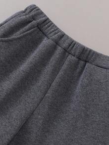 SHEIN Mirajuku 男童休闲学院风字母印花宽松运动衫套装，适合休闲、学院和运动穿着 - 灰色 - 查看 6