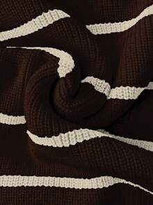 Elamini Women's Red & White Chunky Knit Turtleneck Sweater - Multicolor - View 6