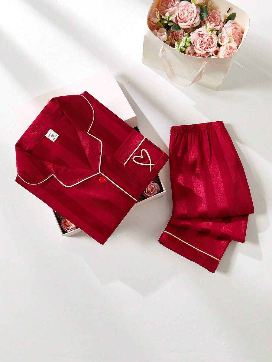 女童香槟色条纹长袖开衫和裤子两件套睡衣套装 - 彩色 - 查看 1