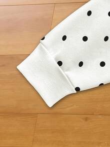 Resyla 女式连帽抽绳长袖落肩波点宽松休闲套头衫 - 彩色 - 查看 4