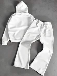 Manfinity EMRG Men's Casual Letter Print Hoodie And Sweatpants Set, Autumn/Winter