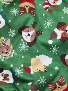 PETSIN 1件装圣诞狗狗头套，戴着圣诞帽，雪花图案，宠物圣诞亲肤透气服装 - 彩色 - 查看 4