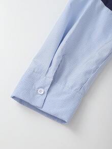 SHEIN CURVE+ Áo nỉ dài tay kẻ sọc tương phản dành cho nữ cỡ lớn - Nhiều màu - Xem 4