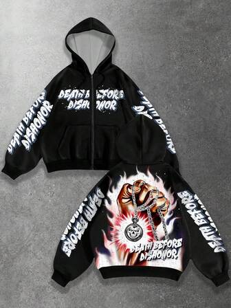 Street Life Herren Hoodie mit digitaldruck Faust