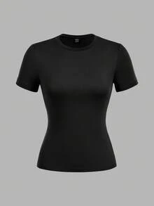 Set Of 3 Slim-Fit Long-Sleeved T-Shirts With Round Neck, 95% Cotton, Minimalist And Casual Style For Women - 多色 4 - 查看 7