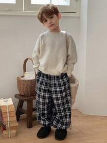 DAZY 男童休闲宽松格子裤，日系风格，秋季款