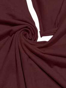 SHEIN LUNE Women's Deep V-Neck Contrast Color Knit T-Shirt,Red Tops For Women - Red Violet - View 7