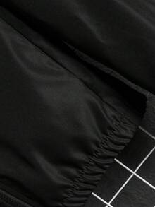 Manfinity Homme 男士长袖休闲日常通勤简约纯色拉链连帽外套，春秋季 - 黑色 - 查看 3