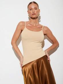 Nuvra Rochie lungă pentru femei cu design patchwork, rochie la modă cu bretele spaghete, flatantă și versatilă pentru toamnă, potrivită pentru straturi - Multicolor - Vizualizare 6