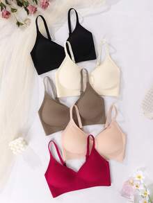 5 piezas de ropa interior cómoda y sin costuras de moda simple para mujer - Multicolor - Ver 8