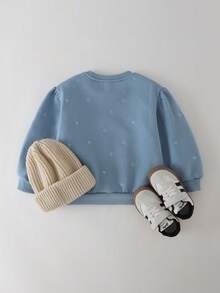 THE HAPPY LOOK 适合秋冬季的年轻女孩蓝色钻石刺绣宽松针织套头衫 - 藍色 - 查看 2